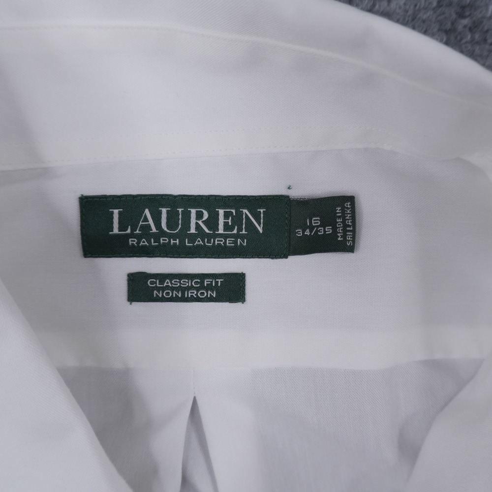 Lauren Ralph Lauren Dress Shirt Mens 16 34/35 White Classic Fit Non Iron Cotton - Picture 4 of 8